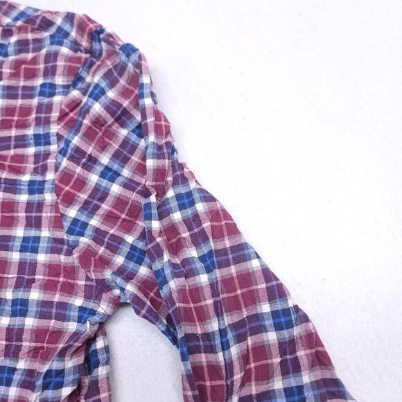 Old Navy Tartan Flannel Casual Button Up Shirt Mens Size Large L Red Blue - Picture 5 of 10